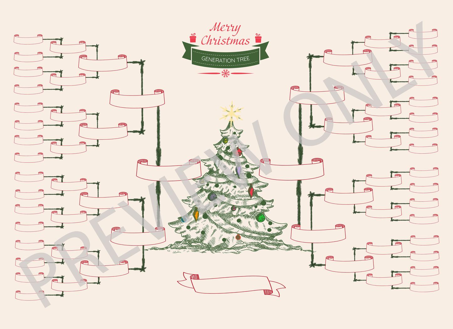 6-Generation-family-tree – Christmas Tree Theme (Digital)