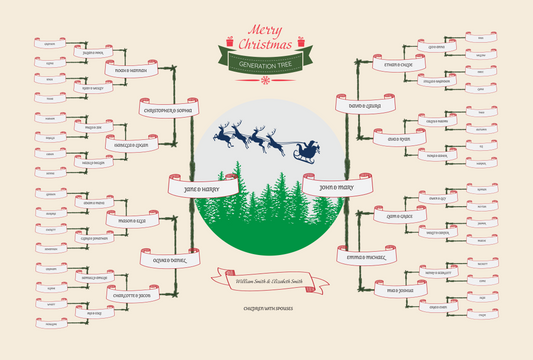 6-Generation-family-tree – Santa Riding Reindeer Theme (Digital)