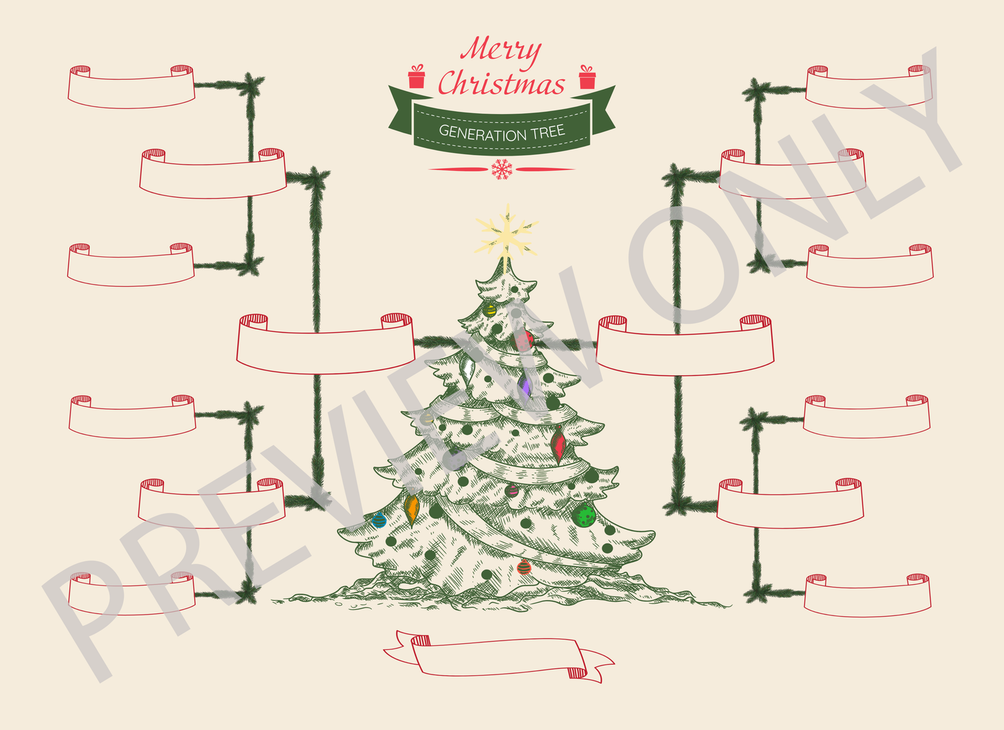 4-Generation-Family-Tree – Christmas Tree Theme (Digital)