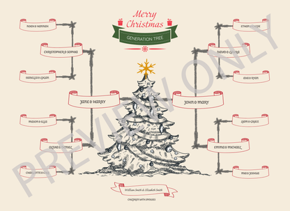 4-Generation-Family-Tree – Christmas Tree Theme (Digital)