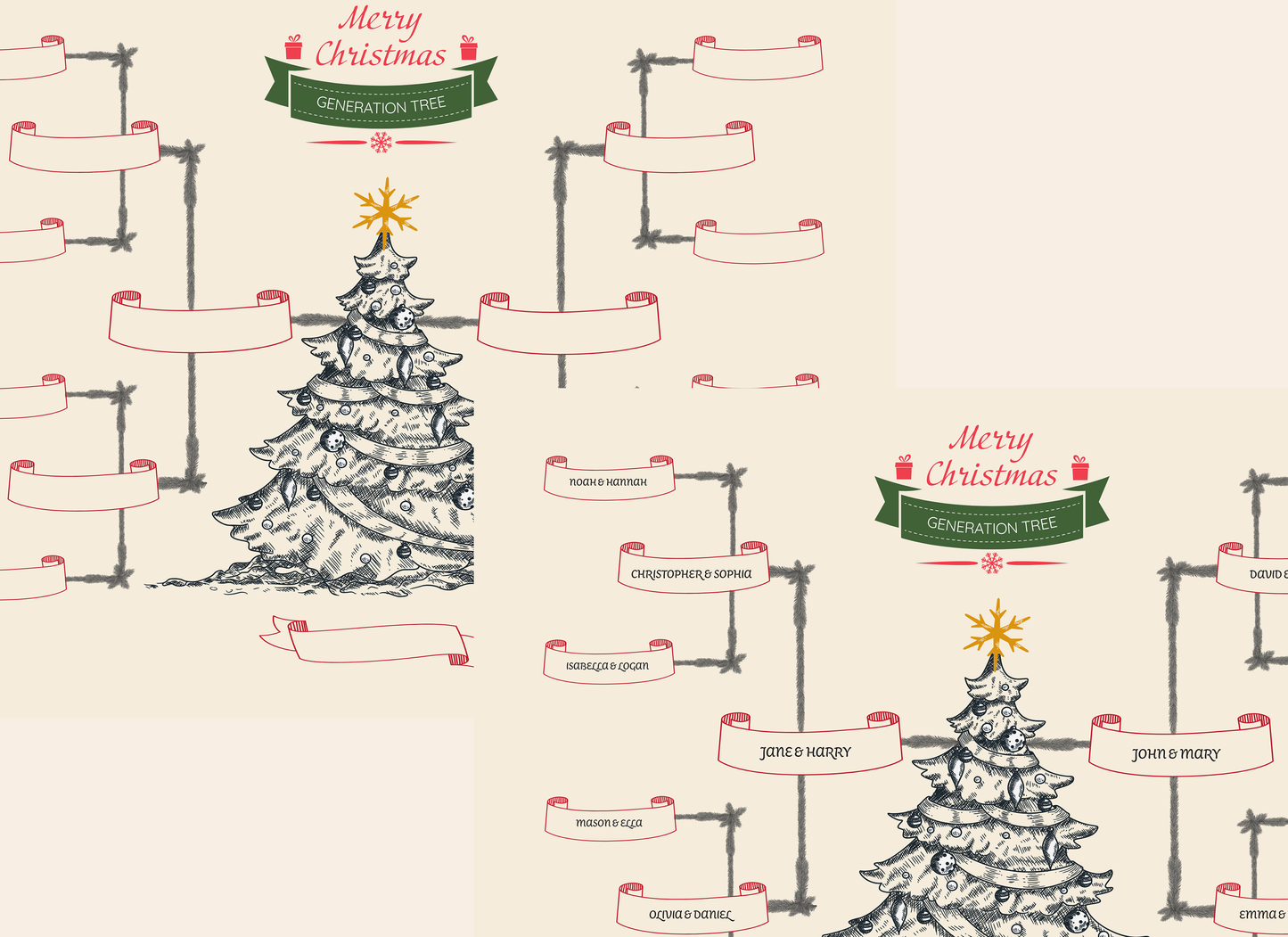 4-Generation-Family-Tree – Christmas Tree Theme (Digital)