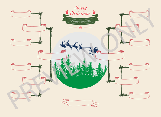 4-Generation-Family-Tree – Santa Riding Reindeer Theme (Digital)