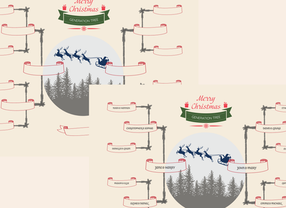 4-Generation-Family-Tree – Santa Riding Reindeer Theme (Digital)