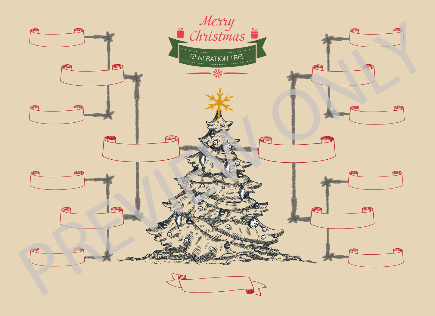 4-Generation-Family-Tree – Christmas Tree Theme (Digital)