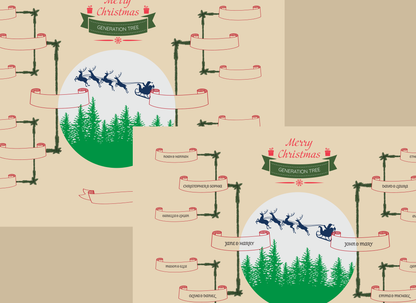4-Generation-Family-Tree – Santa Riding Reindeer Theme (Digital)