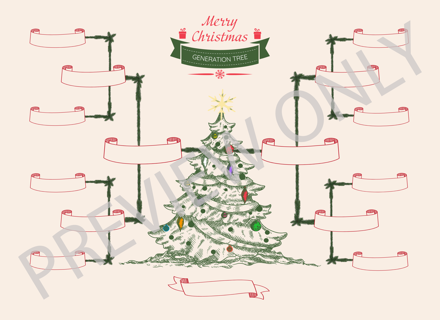 4-Generation-Family-Tree – Christmas Tree Theme (Digital)