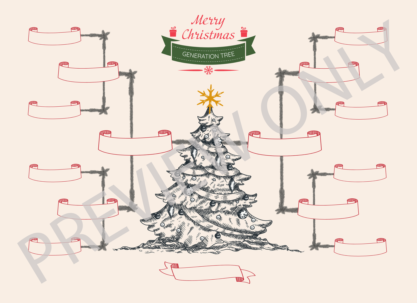 4-Generation-Family-Tree – Christmas Tree Theme (Digital)