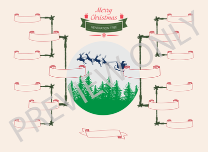 4-Generation-Family-Tree – Santa Riding Reindeer Theme (Digital)