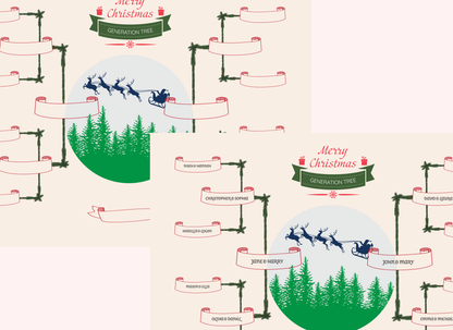 4-Generation-Family-Tree – Santa Riding Reindeer Theme (Digital)