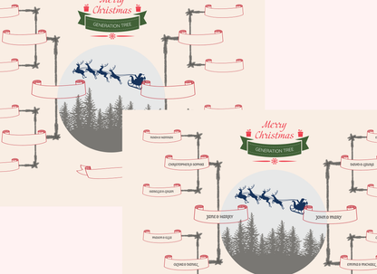 4-Generation-Family-Tree – Santa Riding Reindeer Theme (Digital)