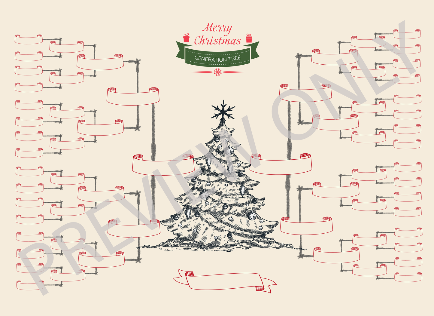 6-Generation-family-tree – Christmas Tree Theme (Digital)