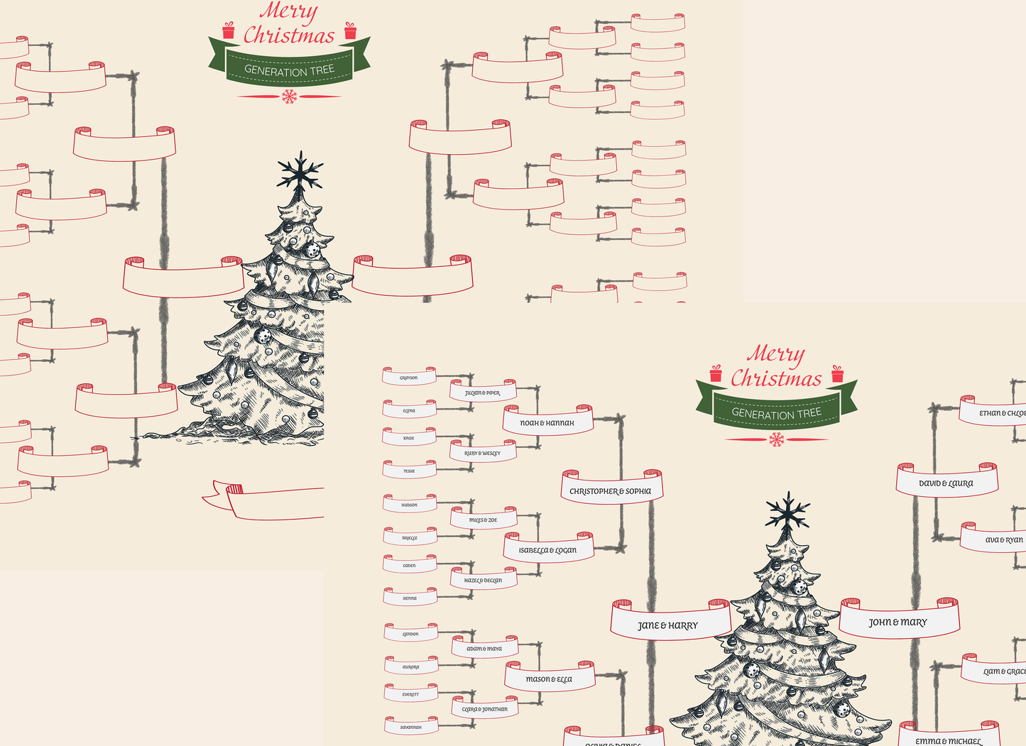 6-Generation-family-tree – Christmas Tree Theme (Digital)