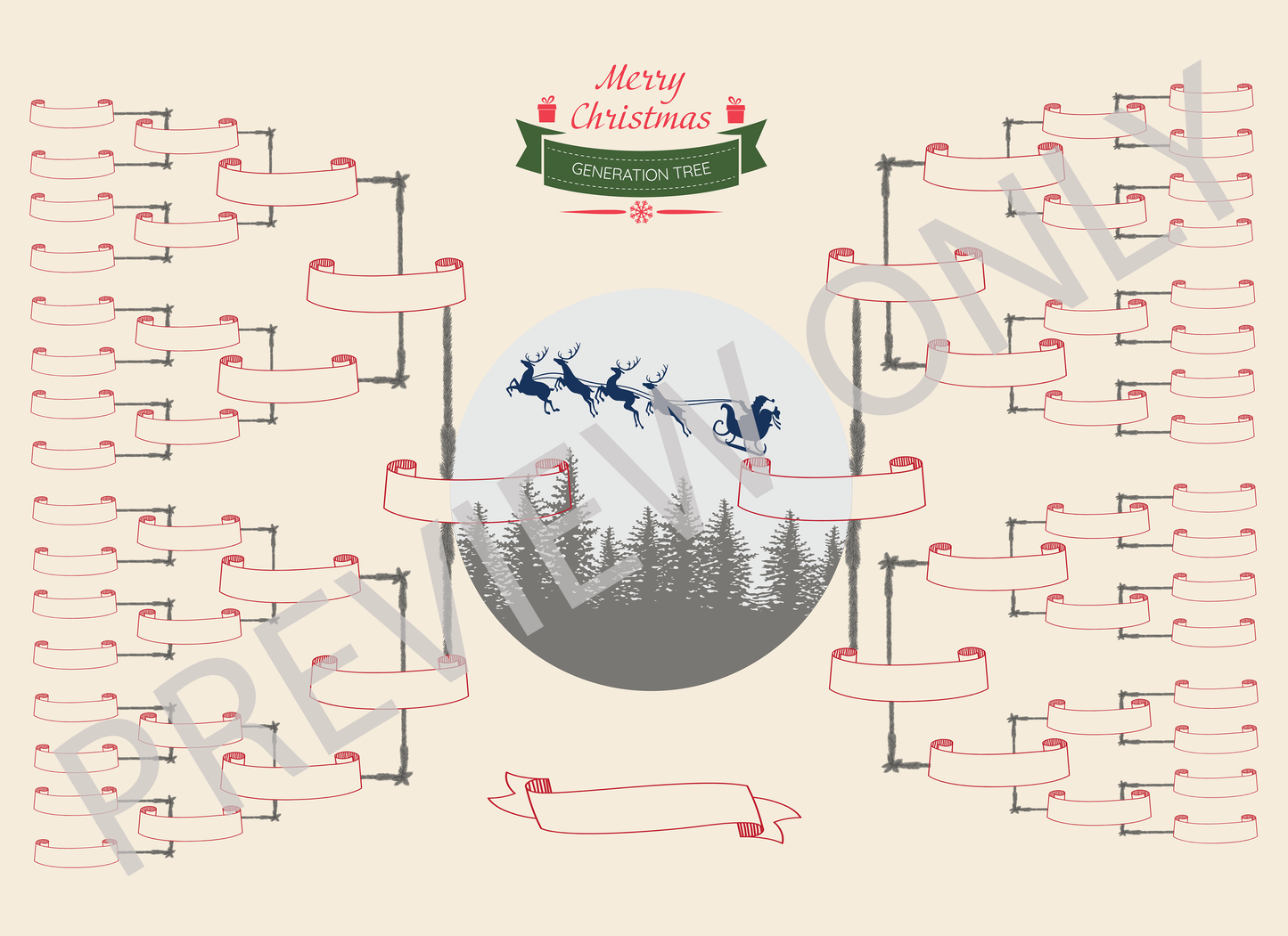 6-Generation-family-tree – Santa Riding Reindeer Theme (Digital)