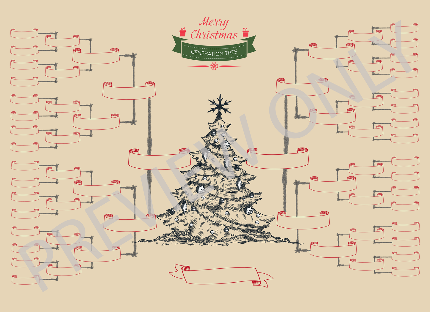 6-Generation-family-tree – Christmas Tree Theme (Digital)