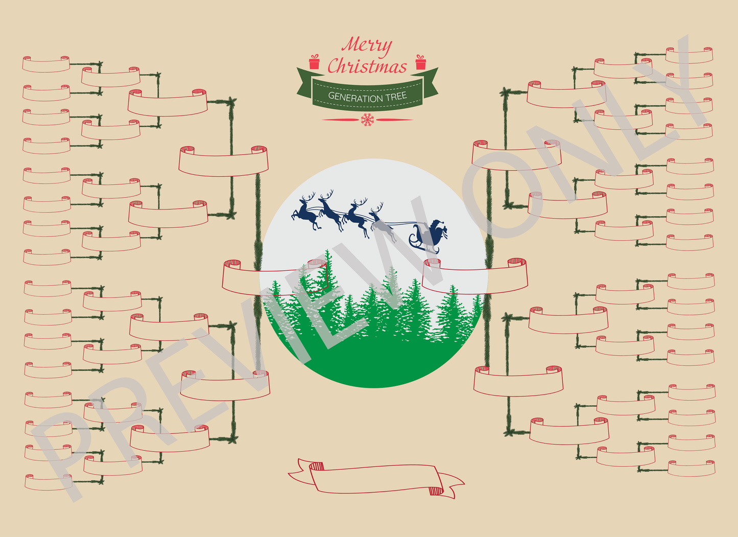 6-Generation-family-tree – Santa Riding Reindeer Theme (Digital)