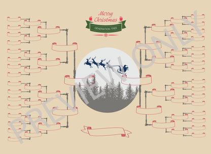 6-Generation-family-tree – Santa Riding Reindeer Theme (Digital)