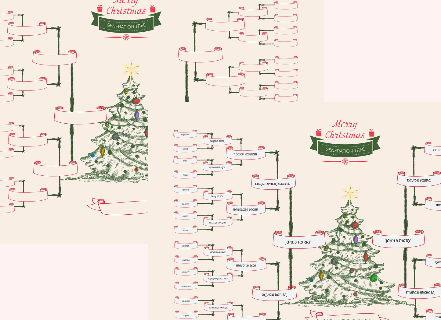 6-Generation-family-tree – Christmas Tree Theme (Digital)
