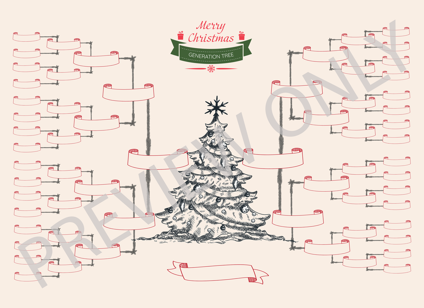 6-Generation-family-tree – Christmas Tree Theme (Digital)