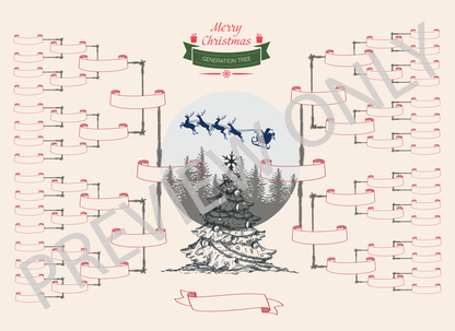 6-Generation-family-tree – Combine Christmas Tree and Santa Riding Reindeer Theme (Digital)