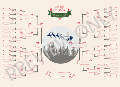 6-Generation-family-tree – Santa Riding Reindeer Theme (Digital)