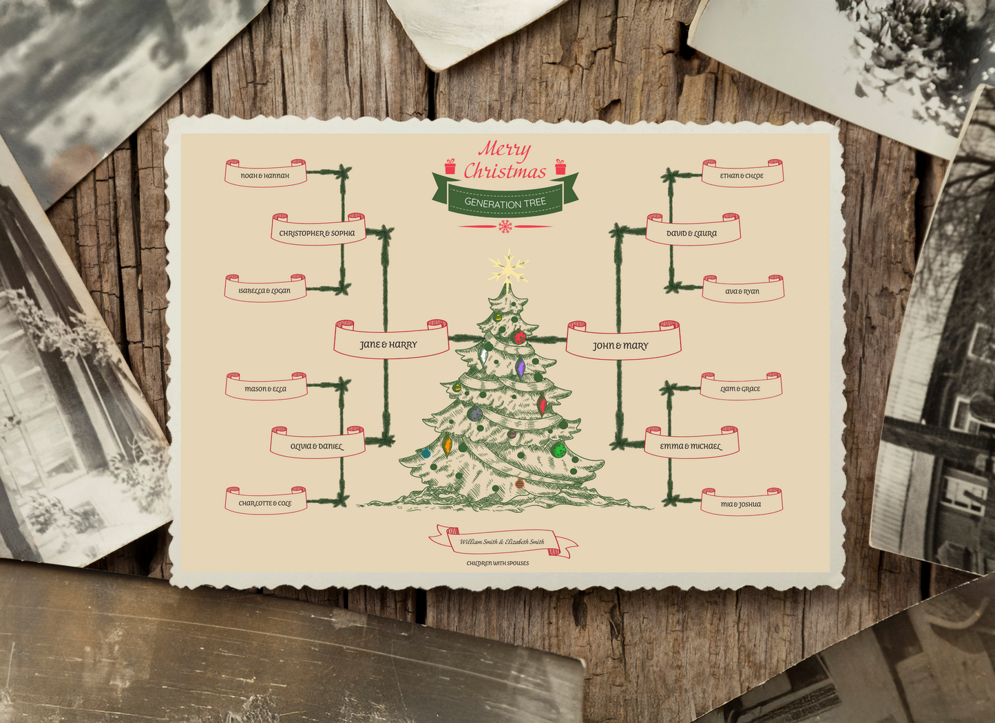 4-Generation-Family-Tree – Christmas Tree Theme (Digital)