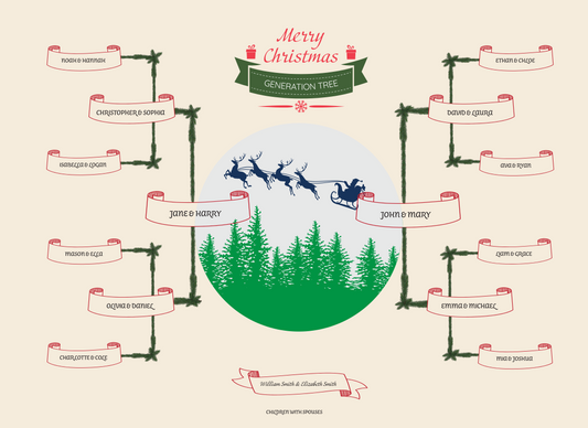 4-Generation-Family-Tree – Santa Riding Reindeer Theme (Digital)