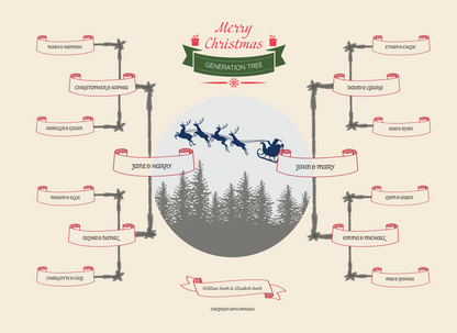 4-Generation-Family-Tree – Santa Riding Reindeer Theme (Digital)