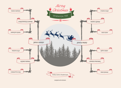 4-Generation-Family-Tree – Santa Riding Reindeer Theme (Digital)